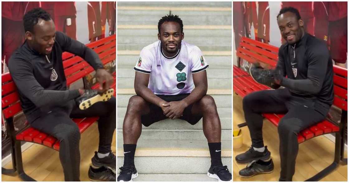 Michael Essien: Former Chelsea And Black Stars Player Teaches Young Footballers Correct Way To Polish Boots Michael Essien: Former Chelsea And Black Stars Player Teaches Young Footballers Correct Way To Polish Boots