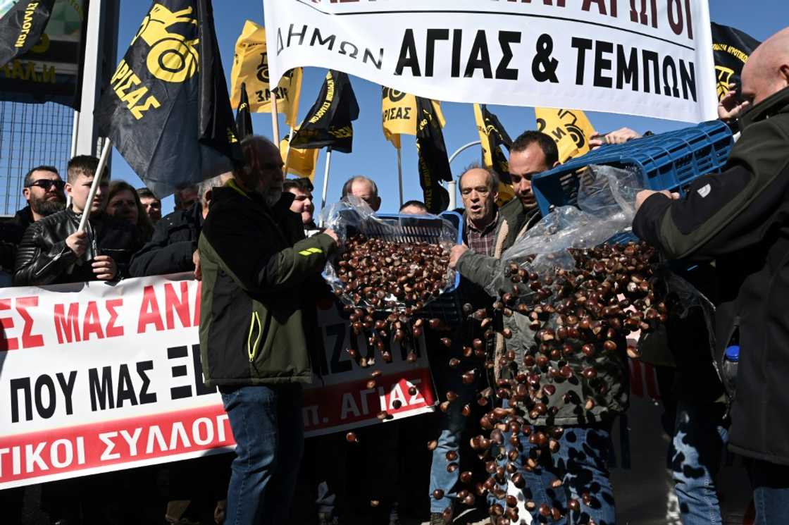 Around 2,000 Greek farmers protested in Thessaloniki on Saturday Around 2,000 Greek farmers protested in Thessaloniki on Saturday