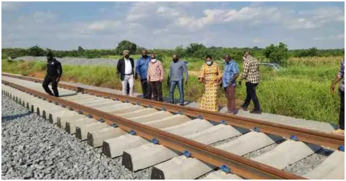 Officials inspect the Tema-Mpakadan railway project Officials inspect the Tema-Mpakadan railway project