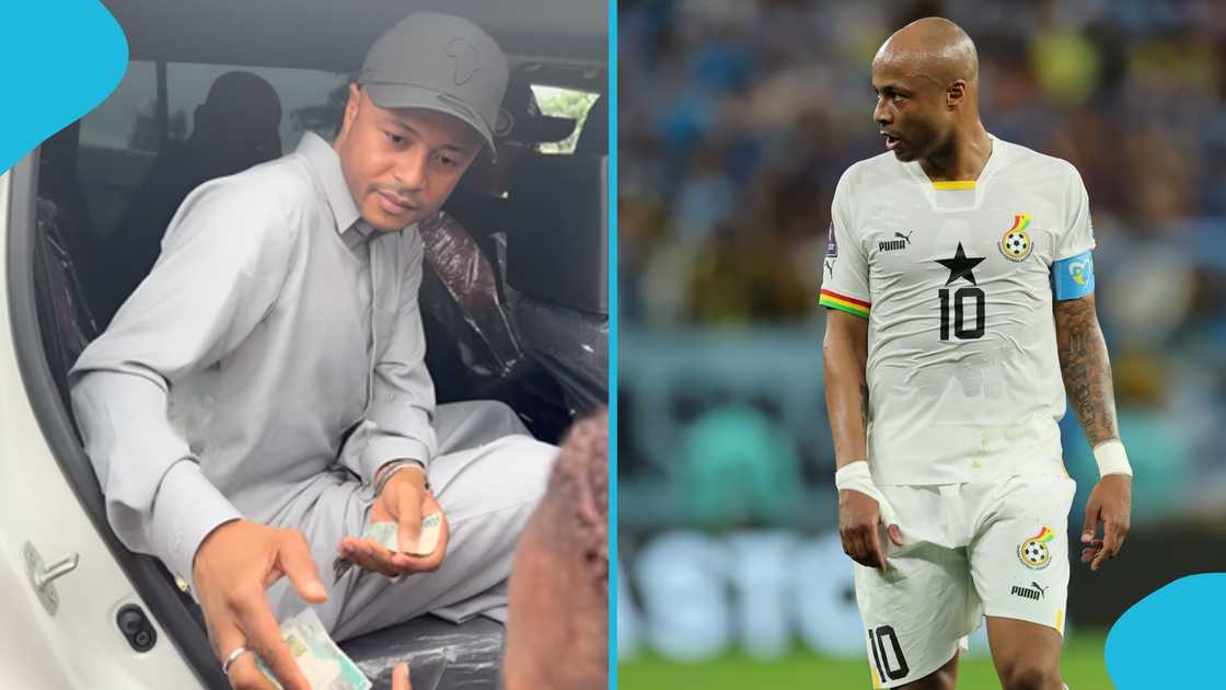 Andre Ayew, Kwahu, Ghanaian football, GHS 100 notes, Black Stars captain, Ayew generosity, Official Meatpie, Eastern Region, football icon, community support.