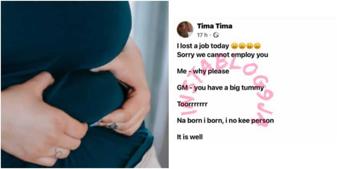 Company refused to hire Nigerian lady because of her big tummy Company refused to hire Nigerian lady because of her big tummy