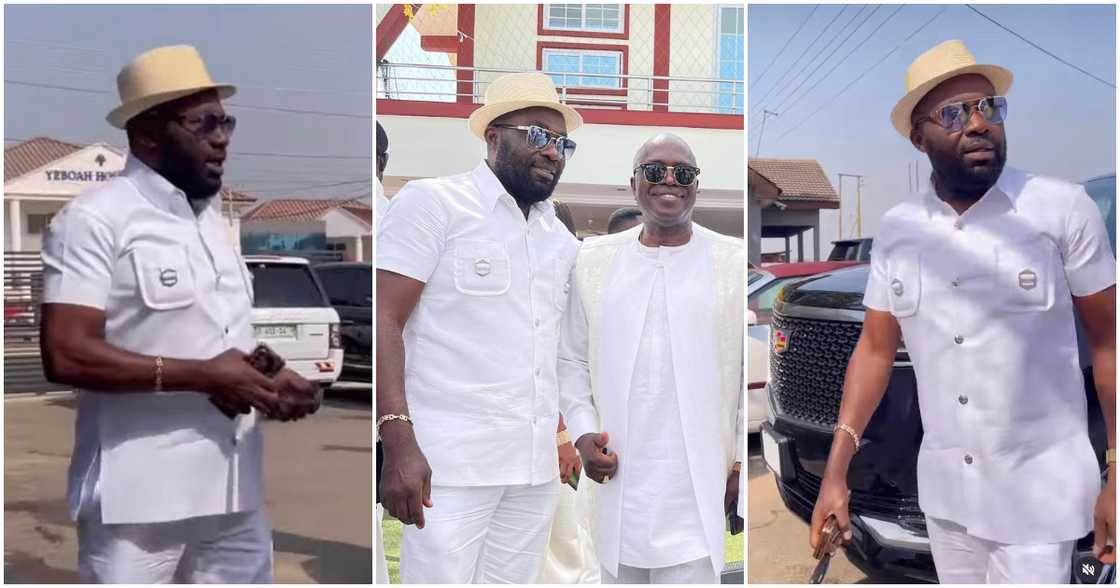 Dr. Osei Kwame Despite Looks Dapper In White As He Arrives At Thanksgiving Service In 2023 Escalade Car Dr. Osei Kwame Despite Looks Dapper In White As He Arrives At Thanksgiving Service In 2023 Escalade Car