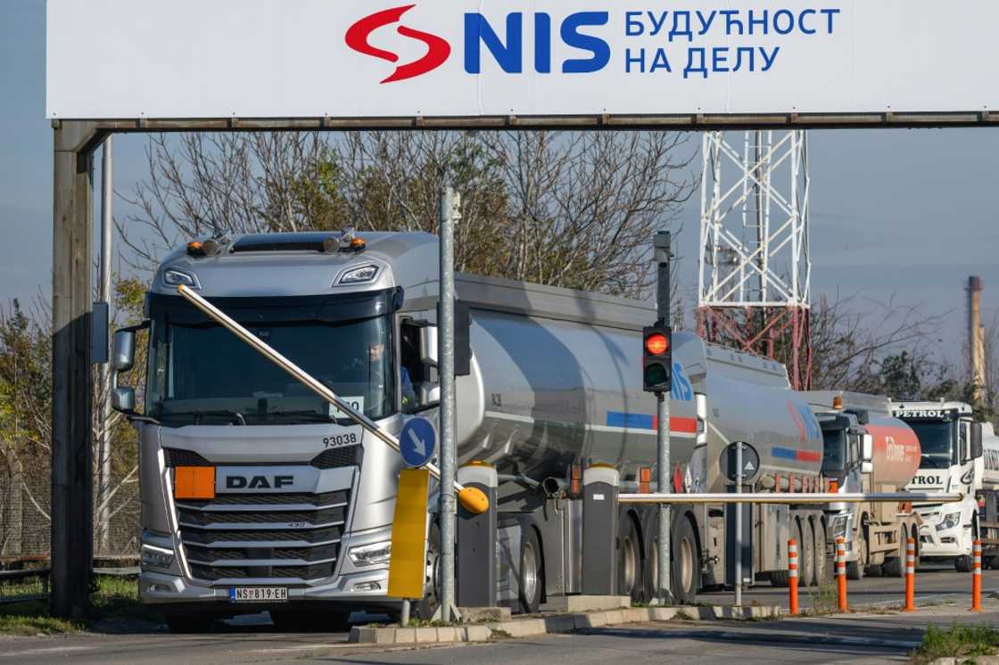 A tanker truck leaves the refinery, which once supplied some 80 percent of Serbia's fuel A tanker truck leaves the refinery, which once supplied some 80 percent of Serbia's fuel