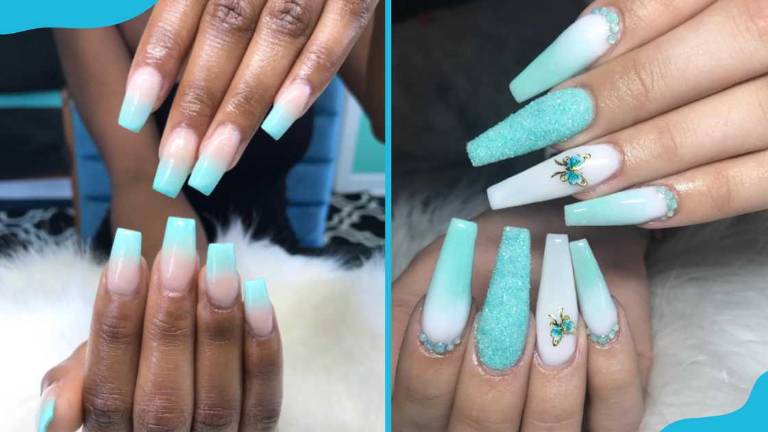 Teal ombre nails Teal ombre nails