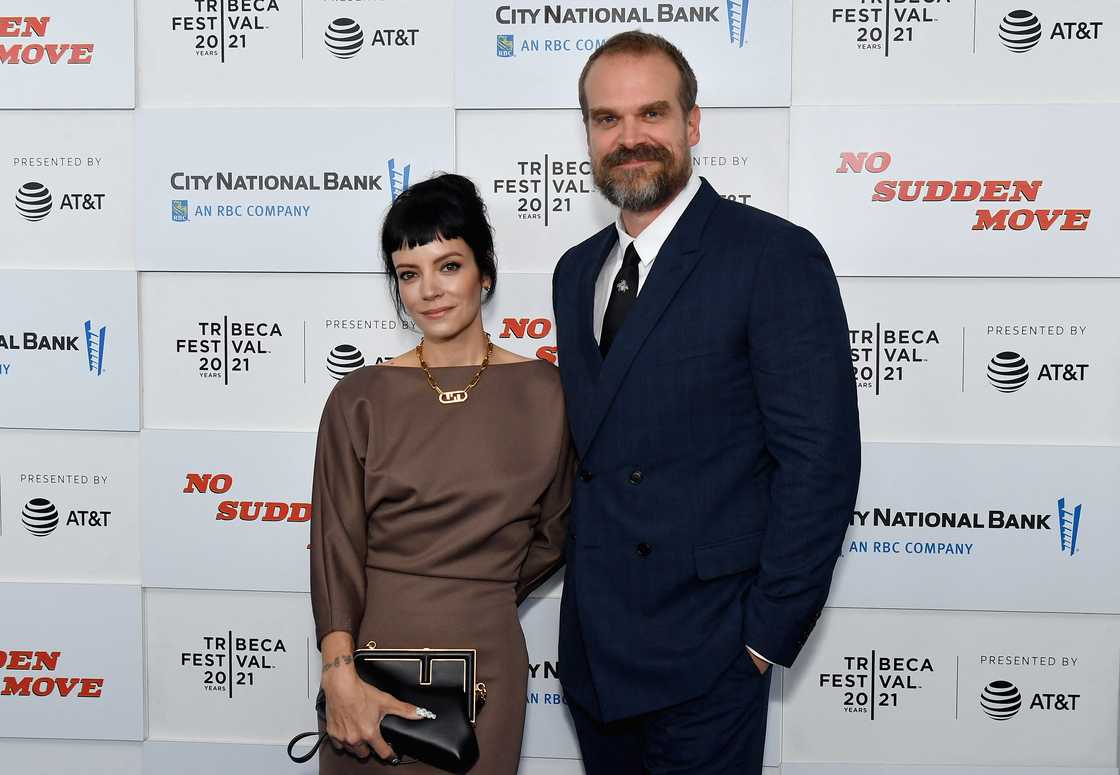 Lily Allen and David Harbour attend the premiere of "No Sudden Move" during the 2021 Tribeca Festival