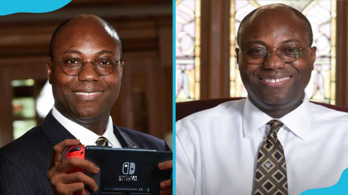 Daniel Asua Wubah is holding a phone (L). He is smiling for a selfie (R) Daniel Asua Wubah is holding a phone (L). He is smiling for a selfie (R)