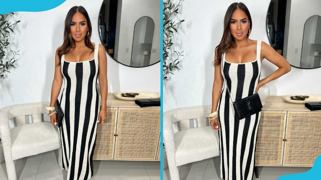 Striped knit midi dress