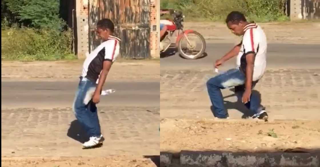 Video of heavily drunk man struggling to find his path on wide street causes stir Video of heavily drunk man struggling to find his path on wide street causes stir