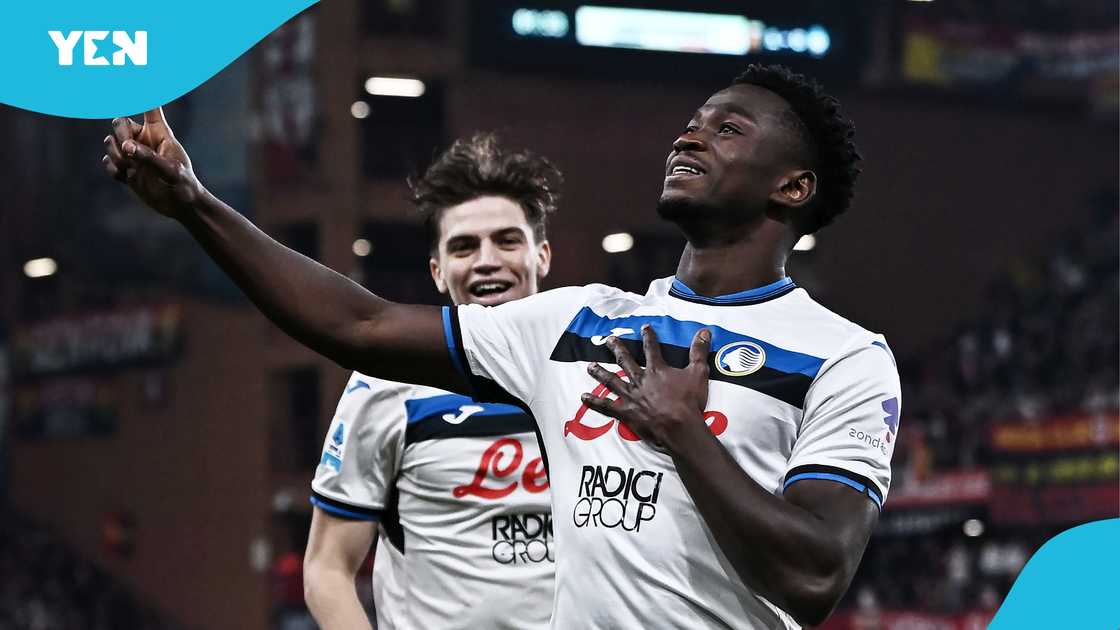 Ibrahim Sulemana, celebrate, goal, Atalanta, Serie A, Genoa. Ibrahim Sulemana, celebrate, goal, Atalanta, Serie A, Genoa.