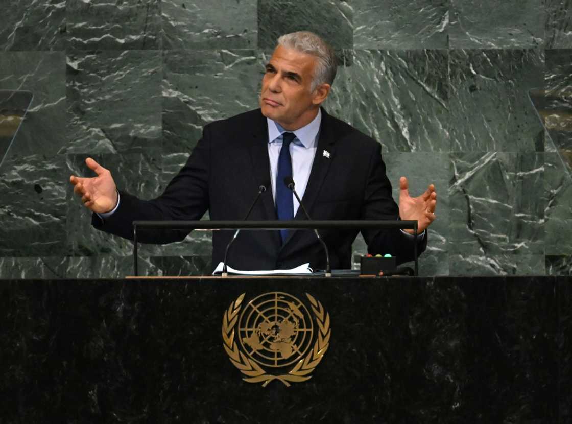 'The only way to prevent Iran from getting a nuclear weapon, is to put a credible military threat on the table,' Israel's Prime Minister Yair Lapid said in a speech at the UN General Assembly 'The only way to prevent Iran from getting a nuclear weapon, is to put a credible military threat on the table,' Israel's Prime Minister Yair Lapid said in a speech at the UN General Assembly