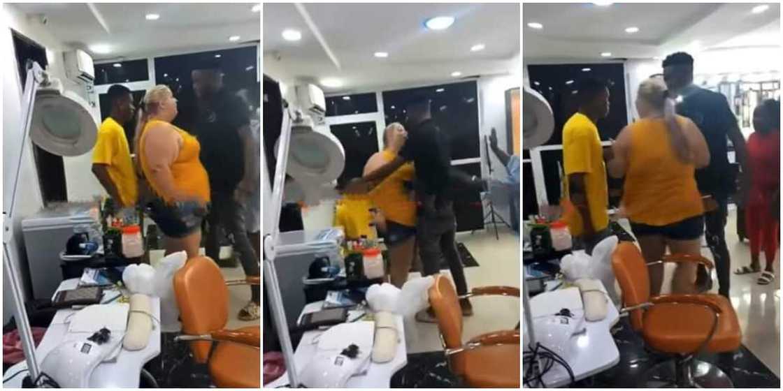 Reactions as Oyinbo lady defends her Nigerian lover from another woman in public Reactions as Oyinbo lady defends her Nigerian lover from another woman in public