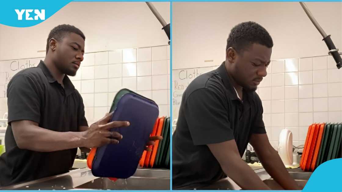 Photo of a dishwasher, Ghanaian man abroad, Canada