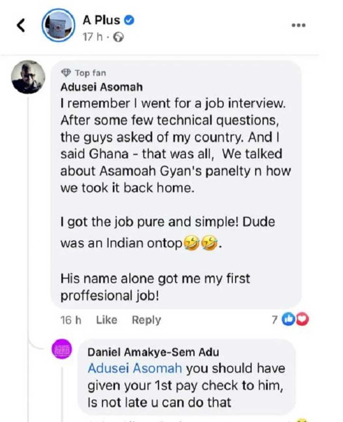 Ghanaian man says Asamoah Gyan's name Secured him a job when he Travelled Abroad