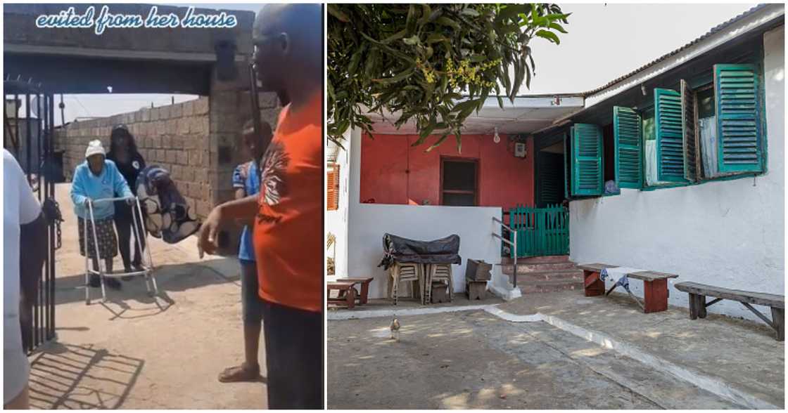 Photos of a man and a 110-year-old woman being evicted from her house