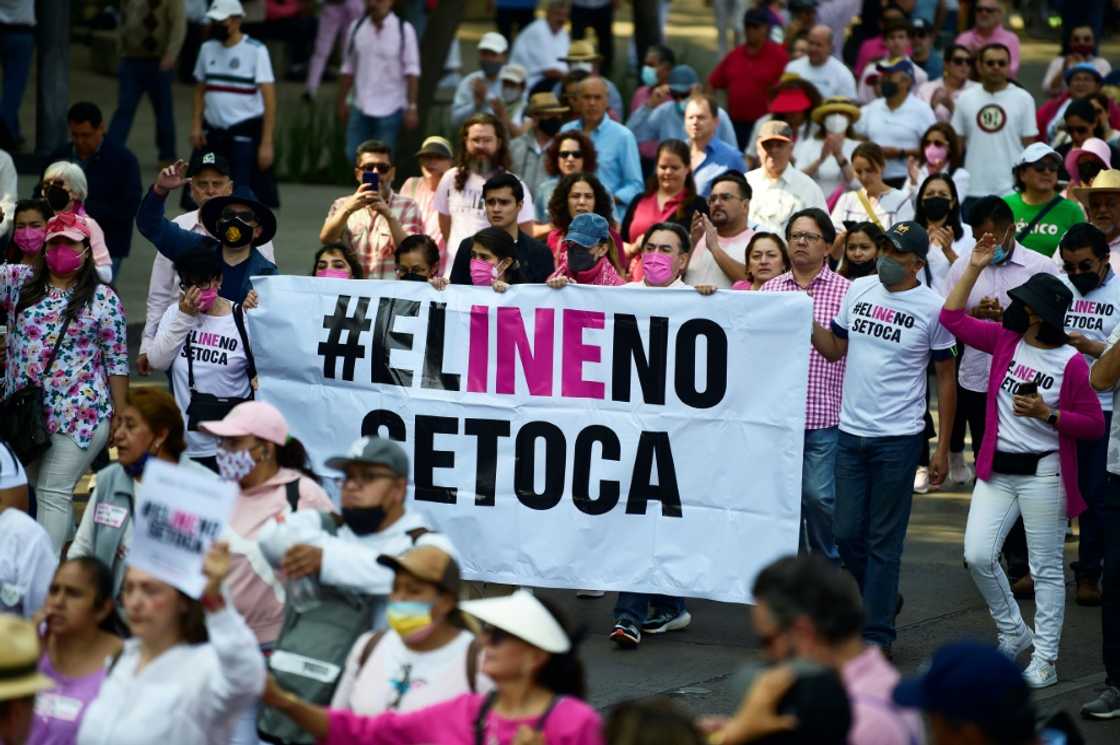 Demonstrators in Mexico City protest against the Mexican president's proposed electoral reform on November 13, 2022 Demonstrators in Mexico City protest against the Mexican president's proposed electoral reform on November 13, 2022