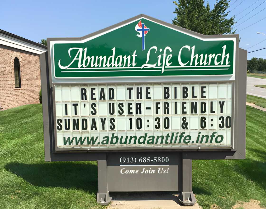 Funny church sign for Abundant Life Church