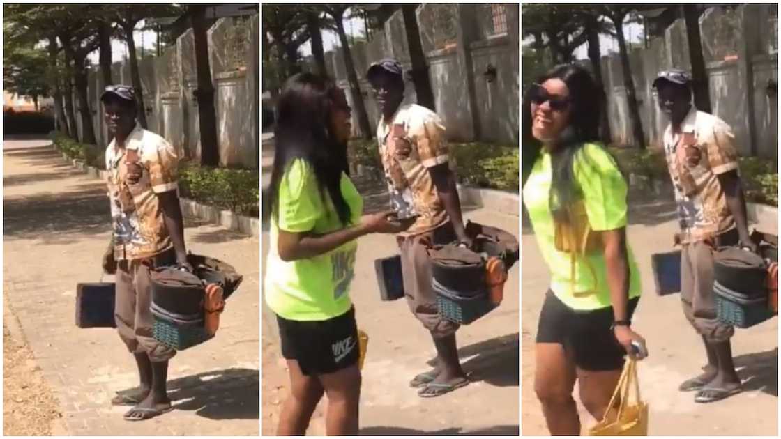 Shoemaker in Abuja entertain lady with sweet beats made with box, video stirs reactions Shoemaker in Abuja entertain lady with sweet beats made with box, video stirs reactions