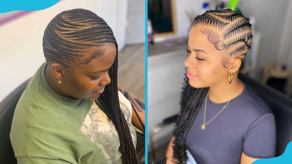 Side-swept cornrows