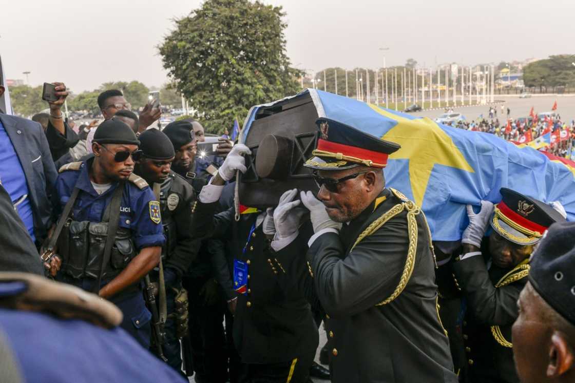 A coffin bearing Lumumba's remains was taken to parliament for commemoration on Wednesday, the eve of the interment