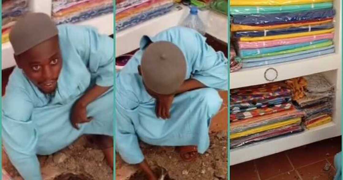 Nigerian man caught on camera burying fishes inside hole in shop Nigerian man caught on camera burying fishes inside hole in shop