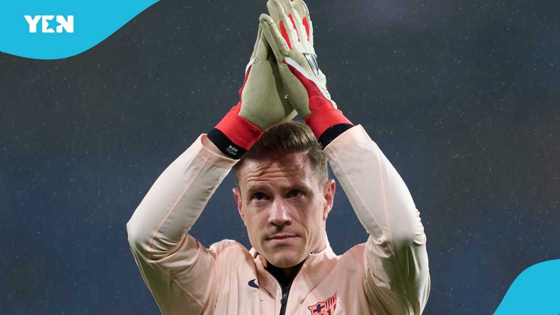 Barcelona veteran departs club, Ter Stegen 423 appearances Barcelona, Marc-André ter Stegen career highlights, Barcelona trophies La Liga Copa del Rey Champions League, Ter Stegen emotional goodbye, Barcelona captain Marc-André ter Stegen