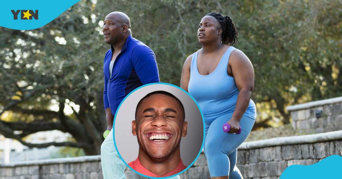 Plus-size lady and man fall. Plus-size lady and man fall.