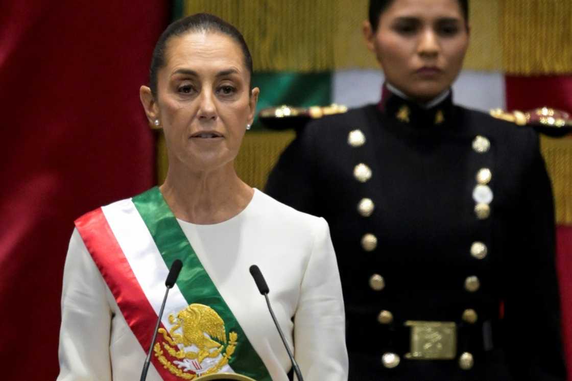 Mexico's new President Claudia Sheinbaum delivers an inaugural speech in Congress