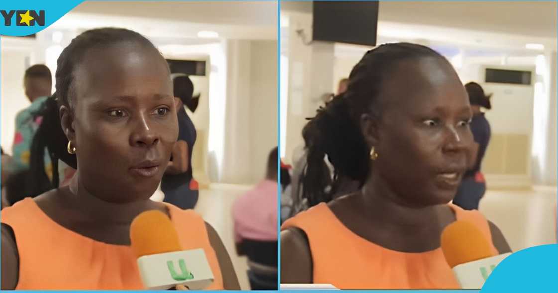 A photo of a Ghanaian woman speaking in an interview A photo of a Ghanaian woman speaking in an interview