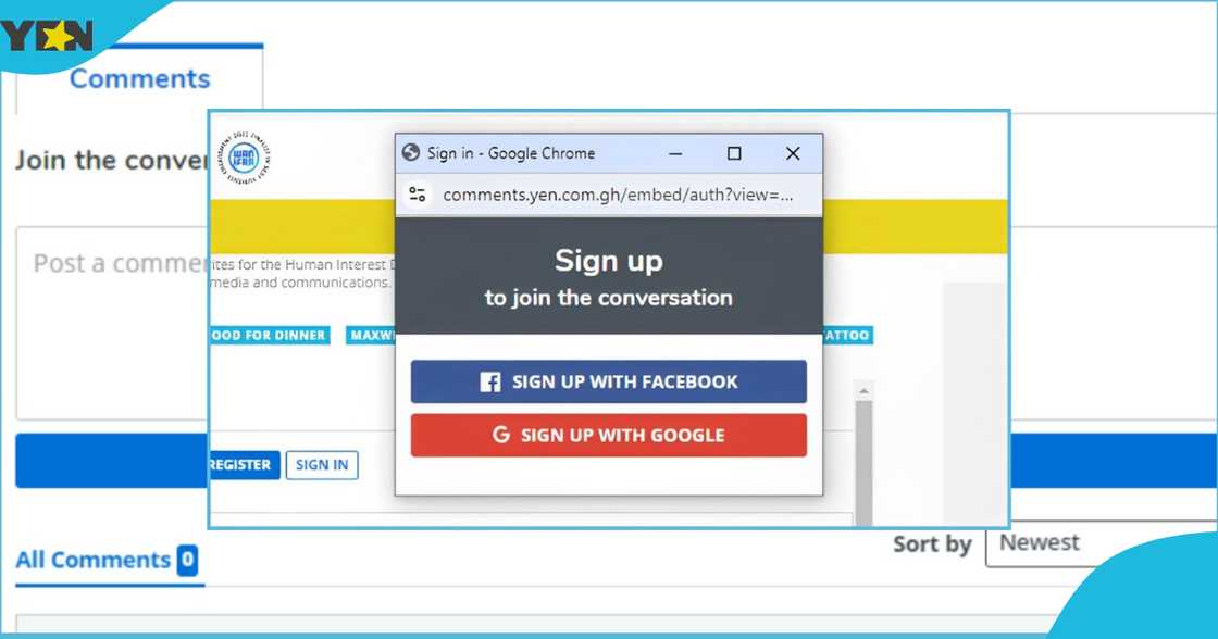Photo of the comment feature on the YEN.com.gh website. Photo of the comment feature on the YEN.com.gh website.