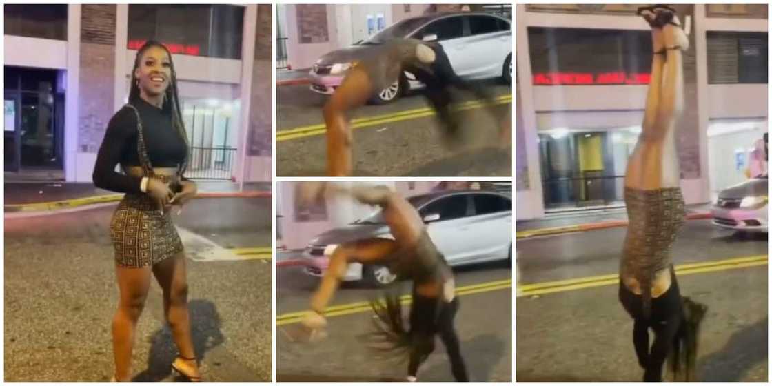 Beautiful Lady Does Hand Stand, Somersaults on Heels, Video Gets Social Media Users Gushing Beautiful Lady Does Hand Stand, Somersaults on Heels, Video Gets Social Media Users Gushing