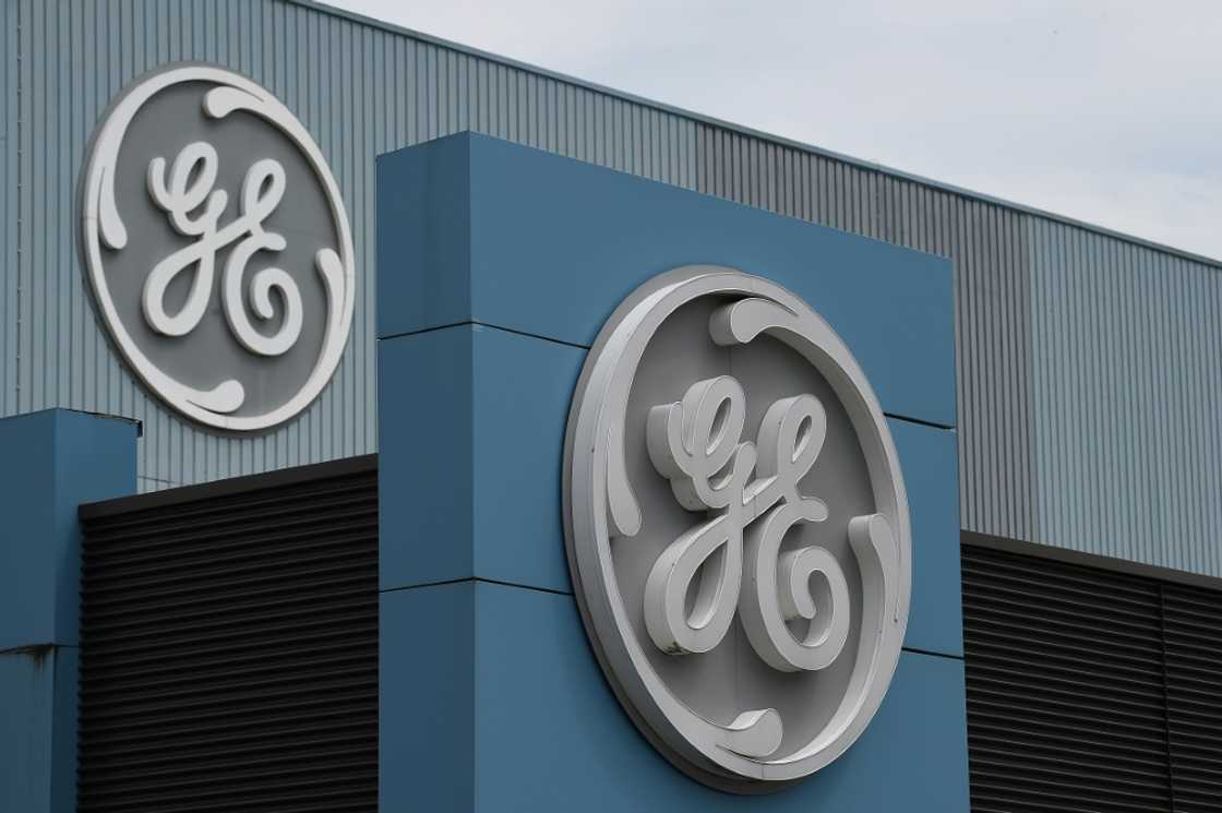 The logo of US giant General Electric in Belfort, eastern France, on June 3, 2019. General Electric is breaking up into three entities as of April 2, 2024