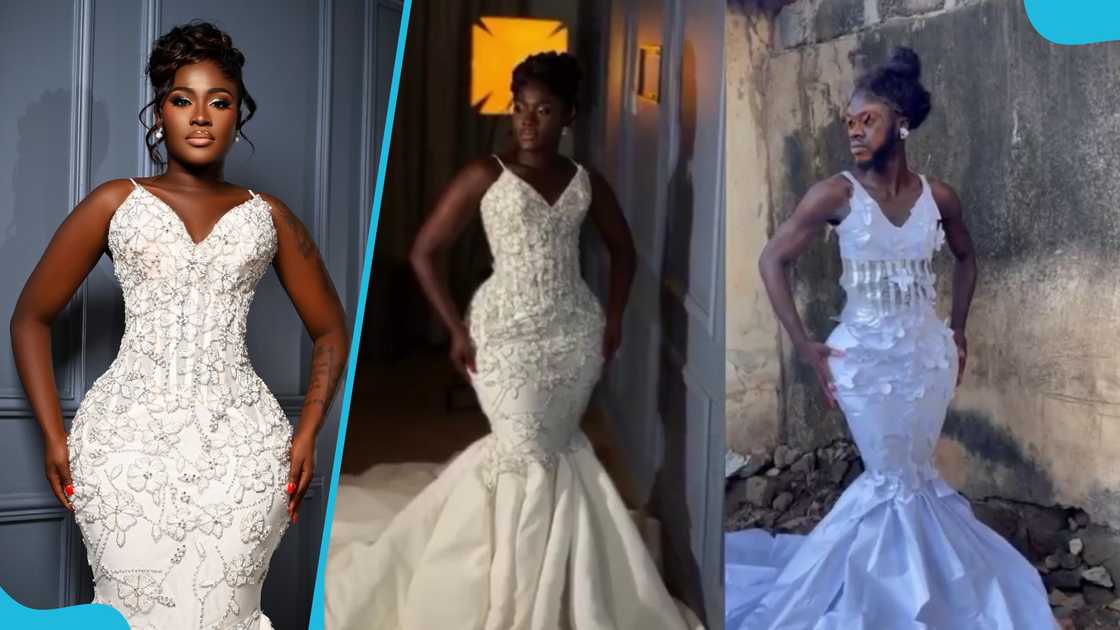 Fella Makafui, Dacoster, Wedding gown, Fashion comedy