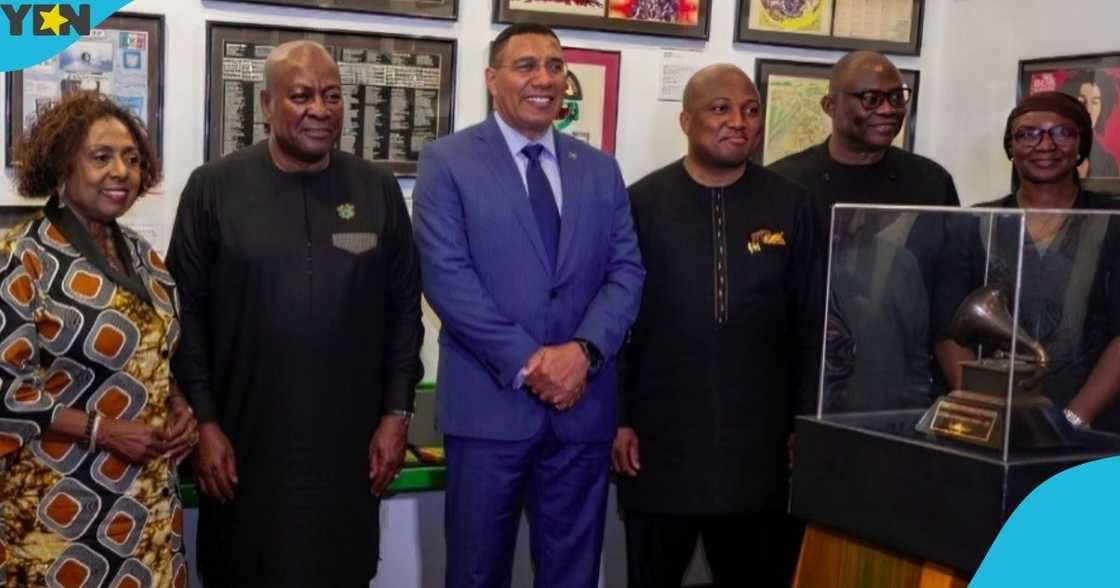 Ghanaian President, John Dramani Mahama, visit Bob Marley Museum, Kingston, Jamaica, Prime Minister, Andrew Holness, Culture Minister, Olivia Grange Ghanaian President, John Dramani Mahama, visit Bob Marley Museum, Kingston, Jamaica, Prime Minister, Andrew Holness, Culture Minister, Olivia Grange