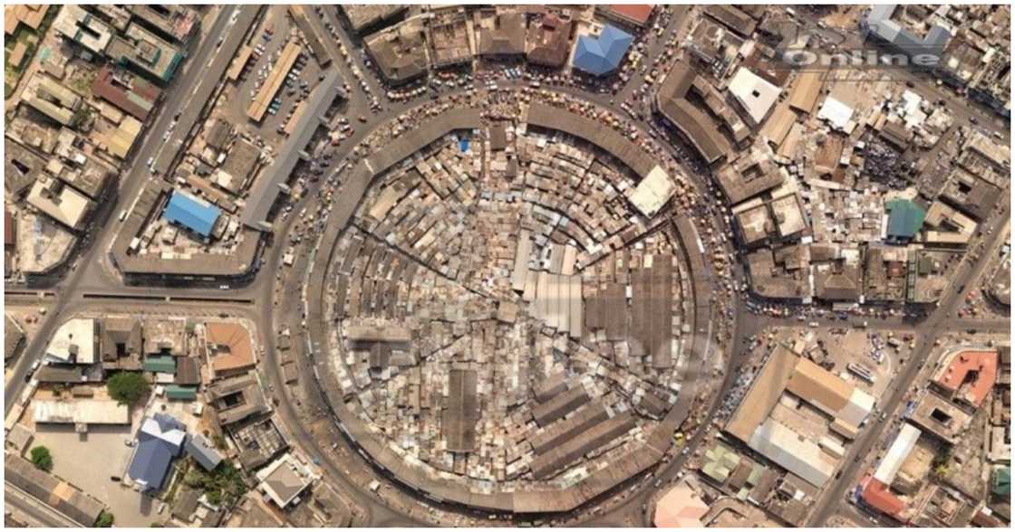 An aerial view of the market