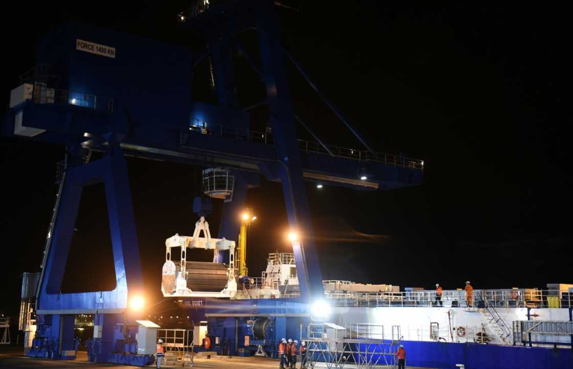 The nuclear shipment arrived at the French port of Cherbourg early Wednesday The nuclear shipment arrived at the French port of Cherbourg early Wednesday