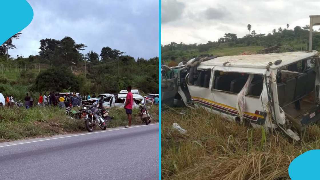 Accra-Kumasi highway, Asuboi, Suhum, Five dead, Car accident, Sprinter, Overspeeding. Accra-Kumasi highway, Asuboi, Suhum, Five dead, Car accident, Sprinter, Overspeeding.