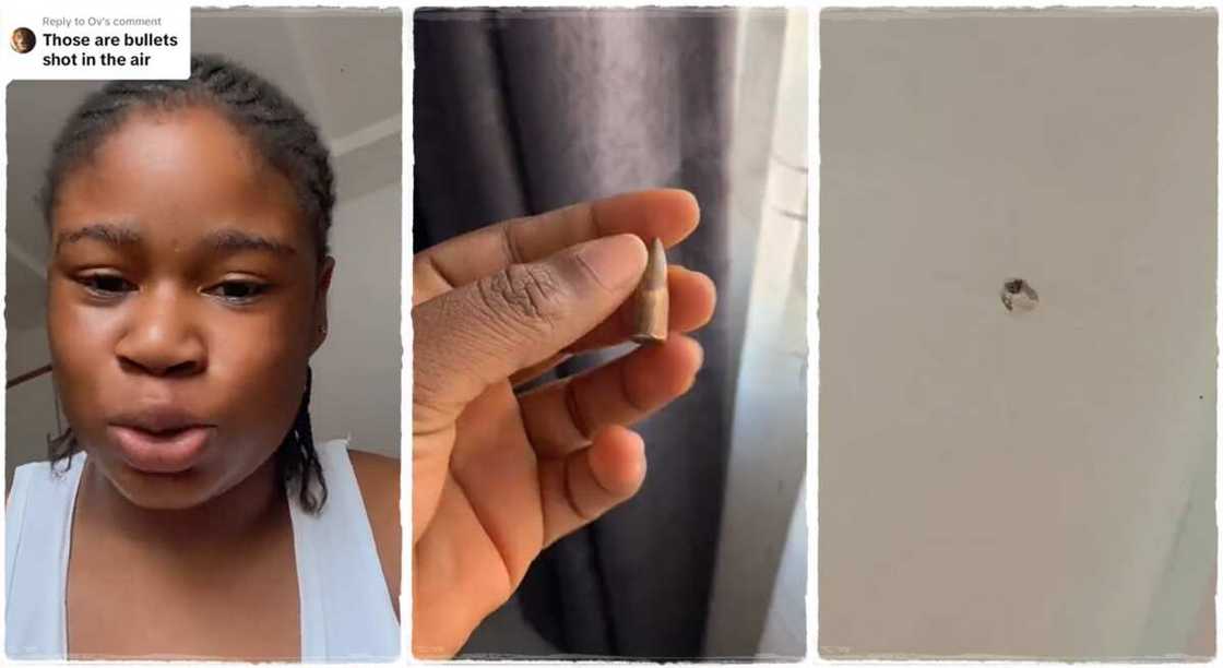 Lady shows bullet she picked in her room. Lady shows bullet she picked in her room.