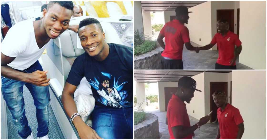 Christian Atsu and Asamoah Gyan in a hilarious comedy skit