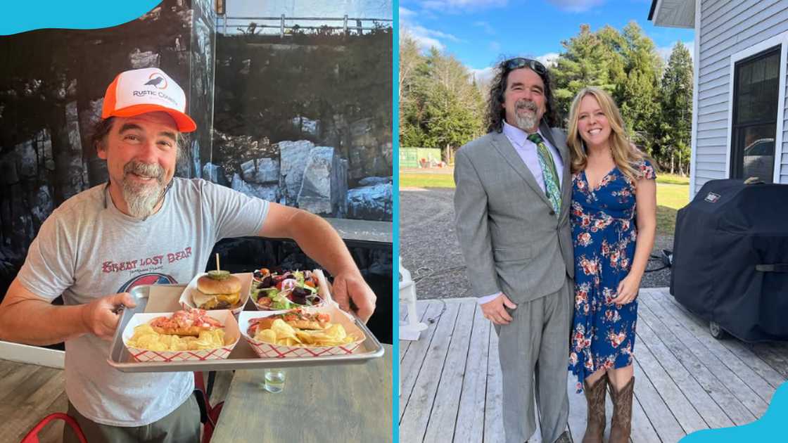 Ryan Eldridge holding a food platter and with his wife Ashley Ryan Eldridge holding a food platter and with his wife Ashley