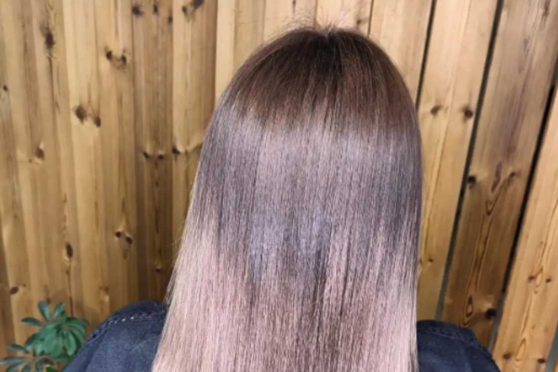 A the back view of a straightened hair