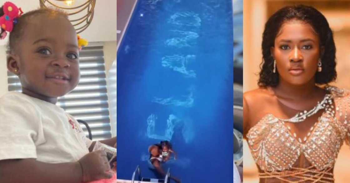 Fella Makafui and Medikal’s Daughter Island Frimpong Starts Swimming Lessons in Video Fella Makafui and Medikal’s Daughter Island Frimpong Starts Swimming Lessons in Video
