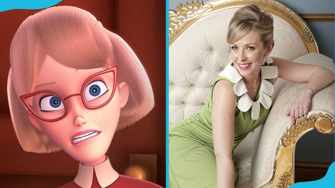 Mrs. Harrington (L) and her voice actress, Dara McGarry (R).