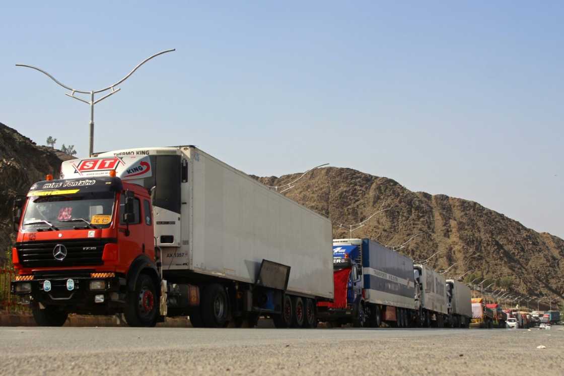 Dozens of Afghan trucks were stranded with rotting produce when the frontier shut on October 12 due to deadly clashes