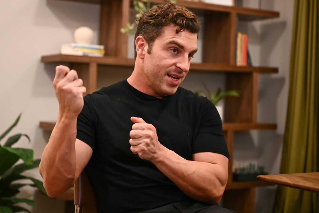 Airbnb boss Brian Chesky talks about his new home services offering during an interview with AFP in Los Angeles Airbnb boss Brian Chesky talks about his new home services offering during an interview with AFP in Los Angeles