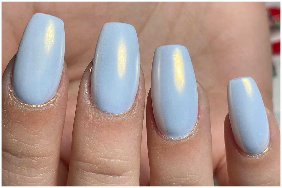 Baby blue squared glazed doughnut nails