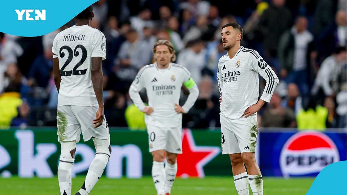 Dani Ceballos of Real Madrid looks dejected during the UEFA Champions League 2024/25 Quarter Final Second Leg match between Real Madrid C.F. and Arsenal FC at Estadio Santiago Bernabeu on April 16, 2025 in Madrid, Spain Dani Ceballos of Real Madrid looks dejected during the UEFA Champions League 2024/25 Quarter Final Second Leg match between Real Madrid C.F. and Arsenal FC at Estadio Santiago Bernabeu on April 16, 2025 in Madrid, Spain