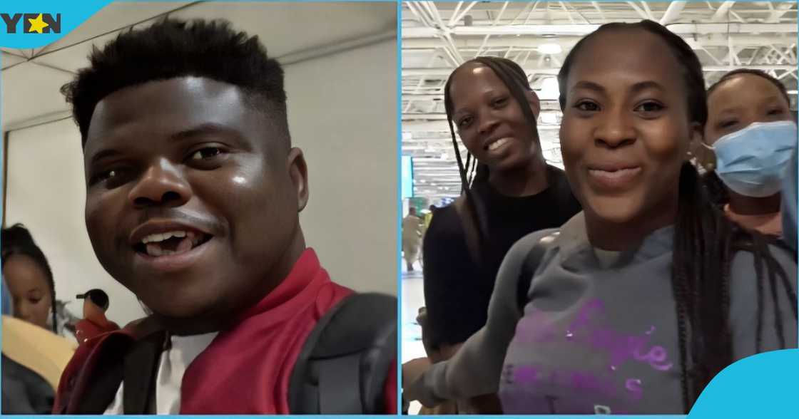 Photo of Wode Maya and some Ghanaian nurses at an airport.