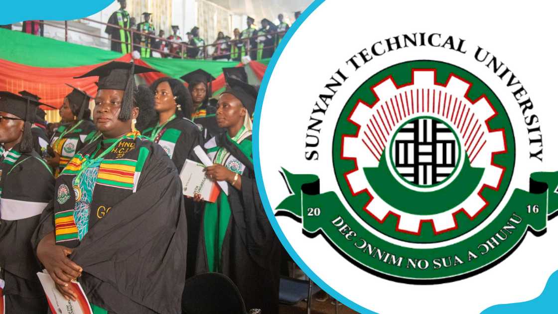 Sunyani Technical University logo and graduates Sunyani Technical University logo and graduates