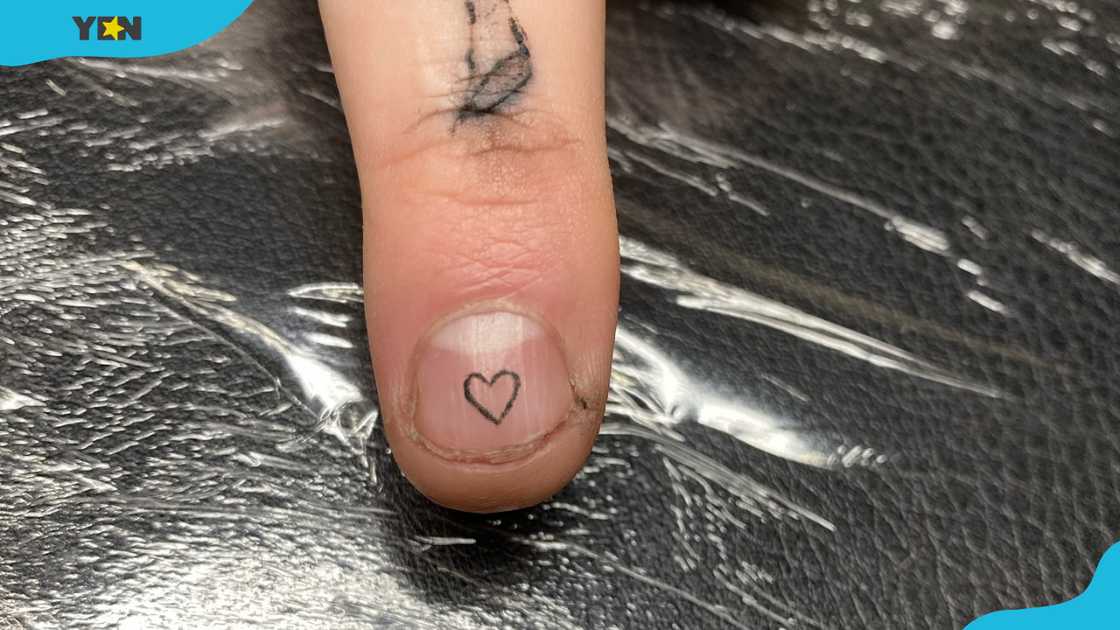 Minimalist nail tattoo of love Minimalist nail tattoo of love