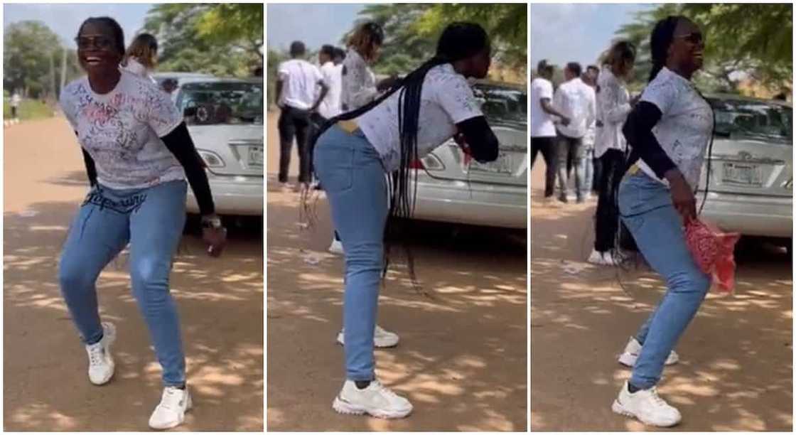 Photos of a lady dancing after graduating from school. Photos of a lady dancing after graduating from school.
